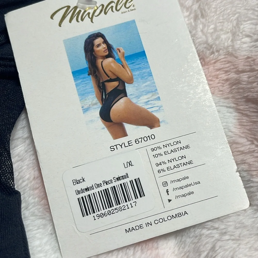 NWT Mapale black one piece swimsuit L/XL - Picture 4 of 10